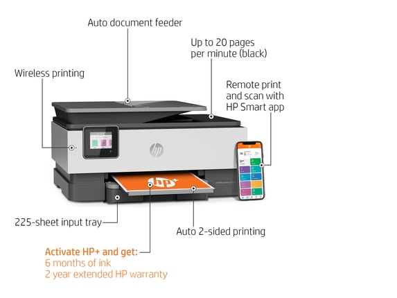 Series 13 of 13 Business Ink Printers, HP OfficeJet Pro 8025e All-in-One Printer w/ bonus 6 months Instant Ink through HP+