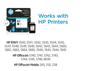 HP 62 Black Original Ink Cartridge, C2P04AN#140