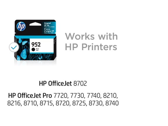 Series 7 of 10 Ink Supplies, HP 952 Black Original Ink Cartridge, F6U15AN#140