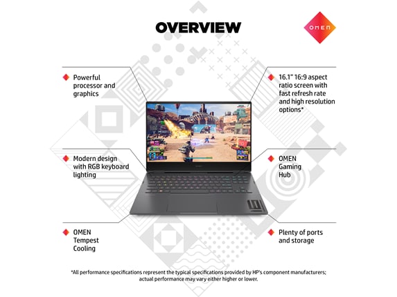 OMEN Gaming Laptop 16-xf0087nr, Windows 11 Home, 16.1, AMD Ryzen