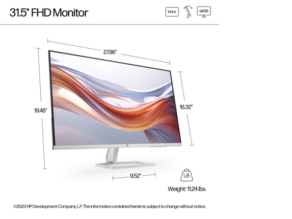 Series 10 of 11 HP Home Monitors, HP Series 5 31.5 inch FHD Monitor - 532sf