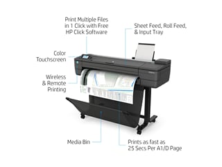 HP DesignJet T730 Large Format Wireless Plotter - 36", Security Features (F9A29D)