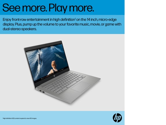 HP Chromebook 14a-ne0047nr, 14, Chrome OS™, Intel® Celeron®, 4GB RAM, 64GB  eMMC, HD