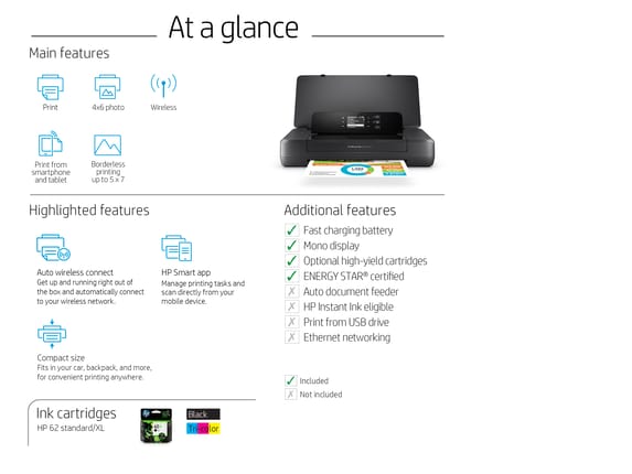 HP OfficeJet 200 Wireless Network A4 Colour Mobile Inkjet Printer