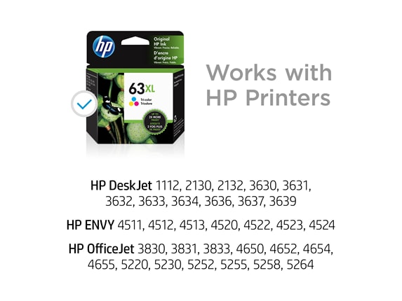 Series 6 of 10 Ink Supplies, HP 63XL High Yield Tri-color Original Ink Cartridge, F6U63AN#140