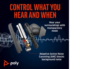 Poly Voyager Free 60 UC Carbon Black Earbuds, BT700 USB A Poly Voyager Free 60 UC Carbon Black Earbuds, BT700 USB A