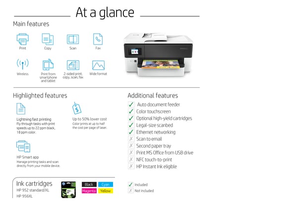 HP® OfficeJet Pro 7720 Wide Format Printer (Y0S18A#B1H)