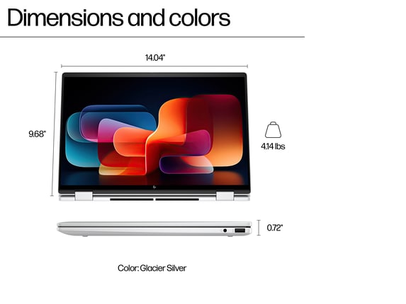 Series 10 of 15 HP Home Laptop PCs, HP Envy x360 2-in-1 Laptop 16, Windows 11 Home, 16", Touch screen, Intel® Core™ Ultra 7, 16GB RAM, 1TB SSD, 2K, Glacier silver