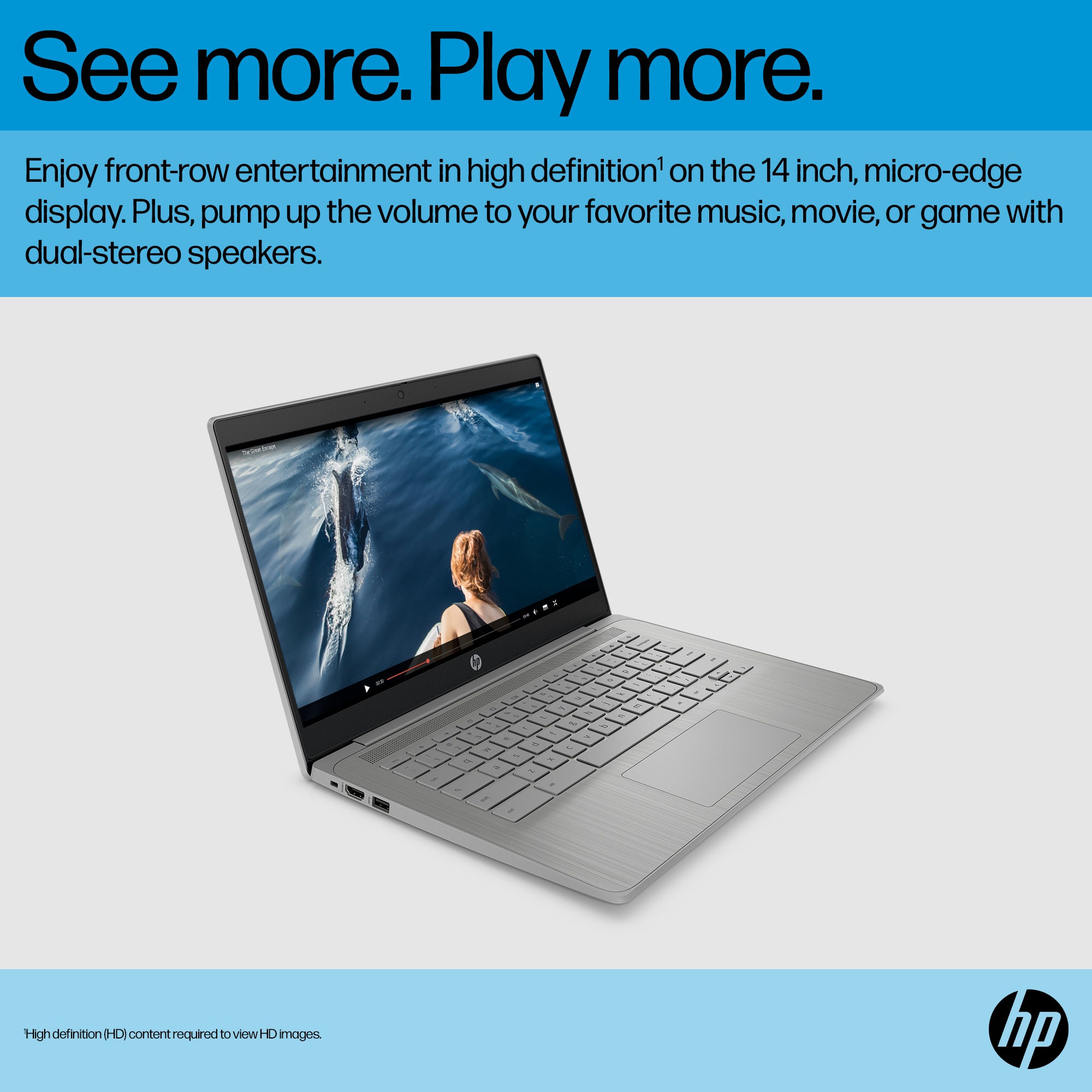 HP Chromebook Laptop Computer 14" HD Intel Celeron 4 GB memory; 64 GB eMMC - Afbeelding 10 van 10
