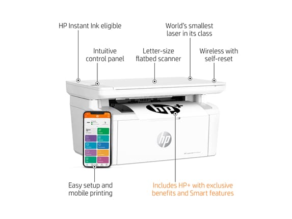 HP LaserJet M140we and Ink Printer with Instant Months HP+ 6