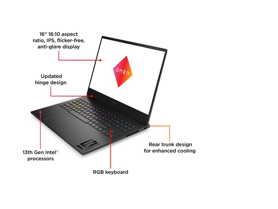 Series 8 of 9 HP Home Laptop PCs, OMEN Transcend Laptop 16-u0097nr, Windows 11 Home, 16", Intel® Core™ i7, 16GB RAM, 1TB SSD, NVIDIA® GeForce RTX™ 4070, WQXGA, Shadow black