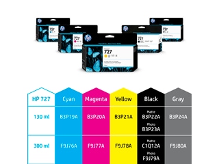 HP® 727 130-ml Cyan DesignJet Ink Cartridge (B3P19A)
