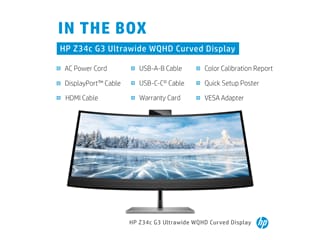 Monitor curvo de pantalla ancha HP Z Display Z34c de 34 pulgadas -  información general