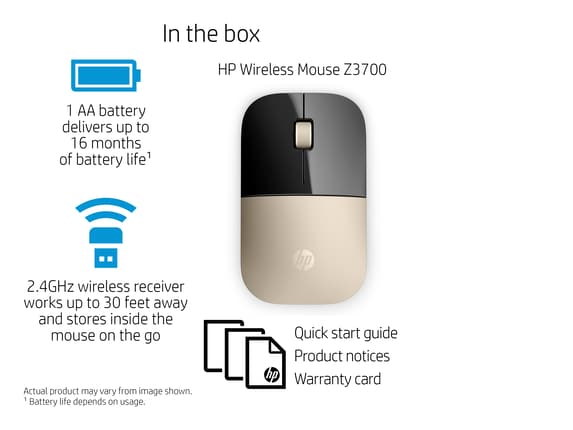 Wireless HP Gold Mouse Z3700