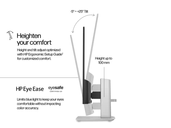 Series 11 of 11 HP Home Monitors, HP Series 5 23.8 inch FHD Height Adjust Monitor  - 524sh