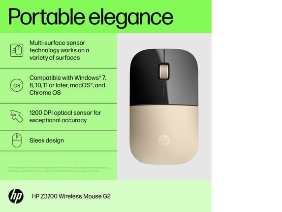 HP Z3700 G2 Mouse Modern Wireless Gold