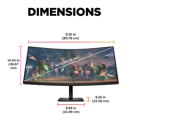 WQHD Gaming by Curved - 34c HP 34 165Hz OMEN Monitor inch OMEN