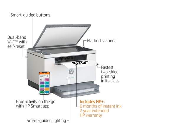 through Printer HP M234dwe Instant Ink w/ 6 months LaserJet toner MFP HP+ bonus